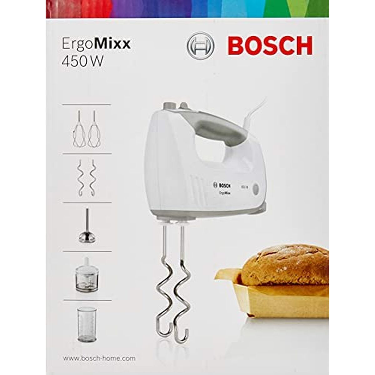 Multifunktionell handmixer med tillbehör BOSCH MFQ36480 Vit Grå 450 W